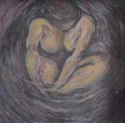 20TH CENTURY SCHOOL Figure study of a seated nude, watercolour, indistinctly signed, 12