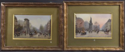 JOAQUIM MIRO (SPANISH 1849-1914) Parisian views, La Porte Saint-Denis and La Place de la Republique,