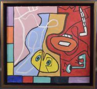 AFTER LE CORBUSIER Abstract shapes, oil on canvas, bears signature, 19