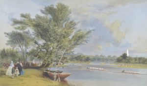 AFTER GEORGE HOWSE (1880-1860) Eights rowing races on the Thames in Oxford, 'The Race' and 'The