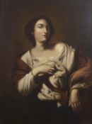 19TH CENTURY PROBABLY ITALIAN SCHOOL Portrait of a woman in robes, oil on canvas, in ornate giltwood