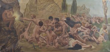 BRUNNINGER? (20TH CENTURY) Biblical scene showing the Slaughter of the Innocents, oil on canvas,