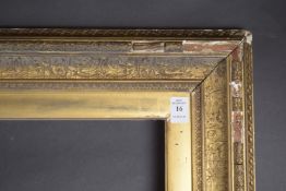 A GILTWOOD PICTURE FRAME Rebate size 30ins x 50ins.
