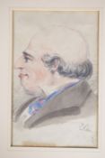 ENGLISH SCHOOL (19TH CENTURY) Study of a head of a gentleman (caricature) watercolour, signed with a