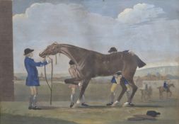 THOMAS BURFORD (BRITISH 1710-1774) AFTER JAMES SEYMOUR Racehorse being prepared on the gallops, hand