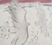 PETER STILLWELL (20th / 21st Century). Two birds in flight, coloured chalks. Signed with initials,