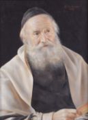 OTTO EICHINGER (1922-2004) AUSTRIAN. Portrait of a Rabbi, label inscribed 'Venerable Old Age', oil