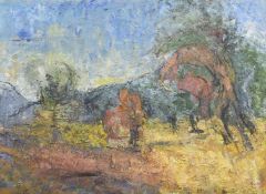 PASCAL MAGIS Abstracted landscape, oil on canvas, 21.5