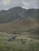 J W STANFORD? (LATE 19TH CENTURY) Grazing sheep in a highland valley, indistinctly signed, oil on
