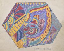 MAURICE HORGUES (20TH CENTURY) A geometric abstract composition in an hexagonal shape, gouache on