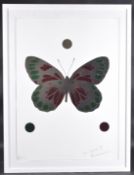 DAMIEN HIRST (b. 1965) BRITISH. Butterfly spin picture. Signed, for Lucie with a heart. Happy