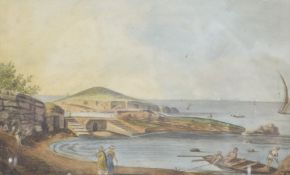 CIRCLE OF LUIGI MAYER The Baths of Cleopatra at Alexandria, watercolour, 7.5