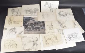 ROBERT LILLIE (1867-1949) Horses in a field, 'A Mothers's Meeting' unframed monochrome