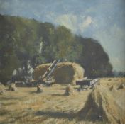STANLEY ORCHART (1920-2005) Haymaking, verso inscribed 'The Harvest 1960', oil on board, signed.