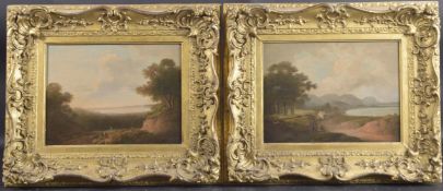 JOHN RATHBONE (1750-1807) Pair of coastal landscapes, oils on board, 15.75