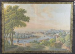 FRENCH EARLY 19TH CENTURY Vue de Rouen, coloured aquatint print, 20
