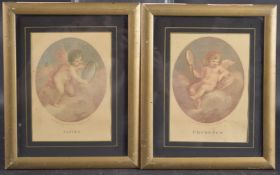 AFTER F.BARTOLOZZI RA (1728-1815) Cherubs in an oval setting, one inscribed 'Vanity' the other '