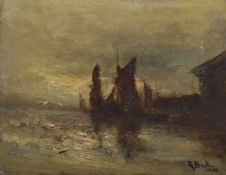 G. BOYLE (LATE 19TH/EARLY 20TH CENTURY) Sail boats off a moorside, oil on panel Signed. 7