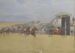 ISAAC CULLIN (1881-1947) The finishing posts at The Oaks 1903, the Oaks 1913 and the St Leger