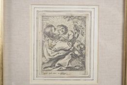 CORNELIUS SCHUT (1597-1655) Madonna and child, engraving, mounted and framed, 4