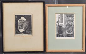 HILARY WHYARD (CONTEMPORARY) 'Breakfast Cats' wood engraving, signed in pencil, 5.75