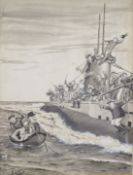 EDWARD GERALD OAKLEY-BEUTTLER (BRITISH, 1879-1964) Comic scene of two fishermen and a Naval