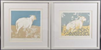SARAH YOUNG (CONTEMPORARY BRITISH) Sheep, 'Dandelion' and 'Sweet Briar' pair of limited edition