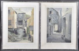 JACK CARTER (BRITISH 20TH CENTURY) West Country fishing villages, narrow back streets with a
