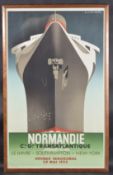 AFTER A M CASSANDRE, 'NORMANDIE' CRUISE LINER POSTER Published by Nouvelle Images, France 1996,