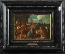 MANNER OF FRANS FRANCK Christ on the road to Calvary, oil on copper panel. 8.25