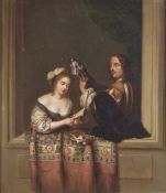 AFTER GERRIT DOU. 'The Lute Player', a late 19th Century oil on canvas. 22.5