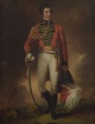 EARLY 19TH CENTURY BRITISH SCHOOL Portrait of a British Army officer in uniform, standing and