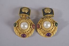 A PAIR OF NATASHA STAMBOULI OF PARIS EAR RINGS. Signed.