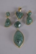 FRANCESCA ROMANA A LARGE PENDANT AND EARRINGS, signed.
