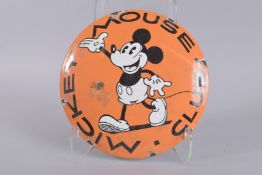 A DISNEY CIRCULAR ENAMEL SIGN, 'MOUSE CLUB'. 12ins diameter.