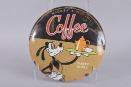 A DISNEY CIRCULAR ENAMEL SIGN, 'COFFEE'. 12ins diameter.