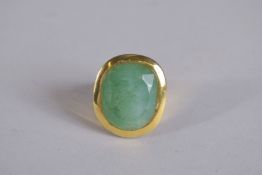KENNETH LANE A LARGE JADE RING, signed