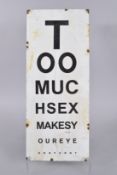 A BLACK AND WHITE OPTICIANS ENAMEL SIGN. 22ins x 9ins.