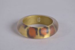 AN ALEXIS BITTAR ZANZIBAR LEOPARD BANGLE 9cm with oval name plaque.