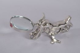 A NOVELTY CHROME MAGNIFYING GLASS 'MOTOR BIKE'