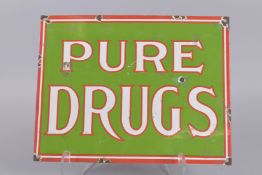 AN ENAMEL DRUGS SIGN. 11ins x 14.5ins.