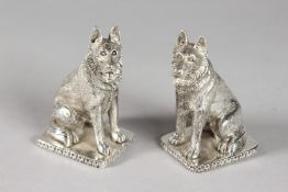 A PAIR OF ALSATIAN DOG SALT AND PEPPERS