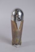 A SILVER PLATED ZEPPELIN COCKTAIL SHAKER.