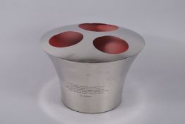 A LILY BOLLINGER SILVER PLATED THREE BOTTLE COOLER 10ins high, 14ins diameter.