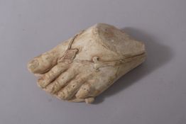 AFTER THE ANTIQUE, a plaster model of a foot. 6ins long.