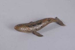 A BRONZE FISH CENSER 6ins high.