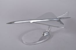 A CHROME CONCORDE. 16ins high.