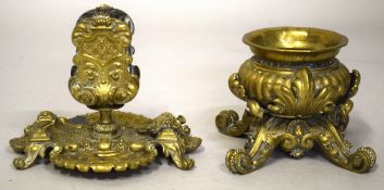 A SIMILAR MATCHBOX HOLDER, 4.5ins high, and A CIRCULAR VASE, 4ins high (2).