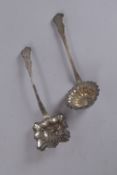 TWO DUTCH SILVER SIFTER SPOONS.