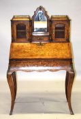 A GOOD BURR WALNUT, MARQUETRY AND ORMOLU MOUNTED BONHEUR DU JOUR, the upper section with central